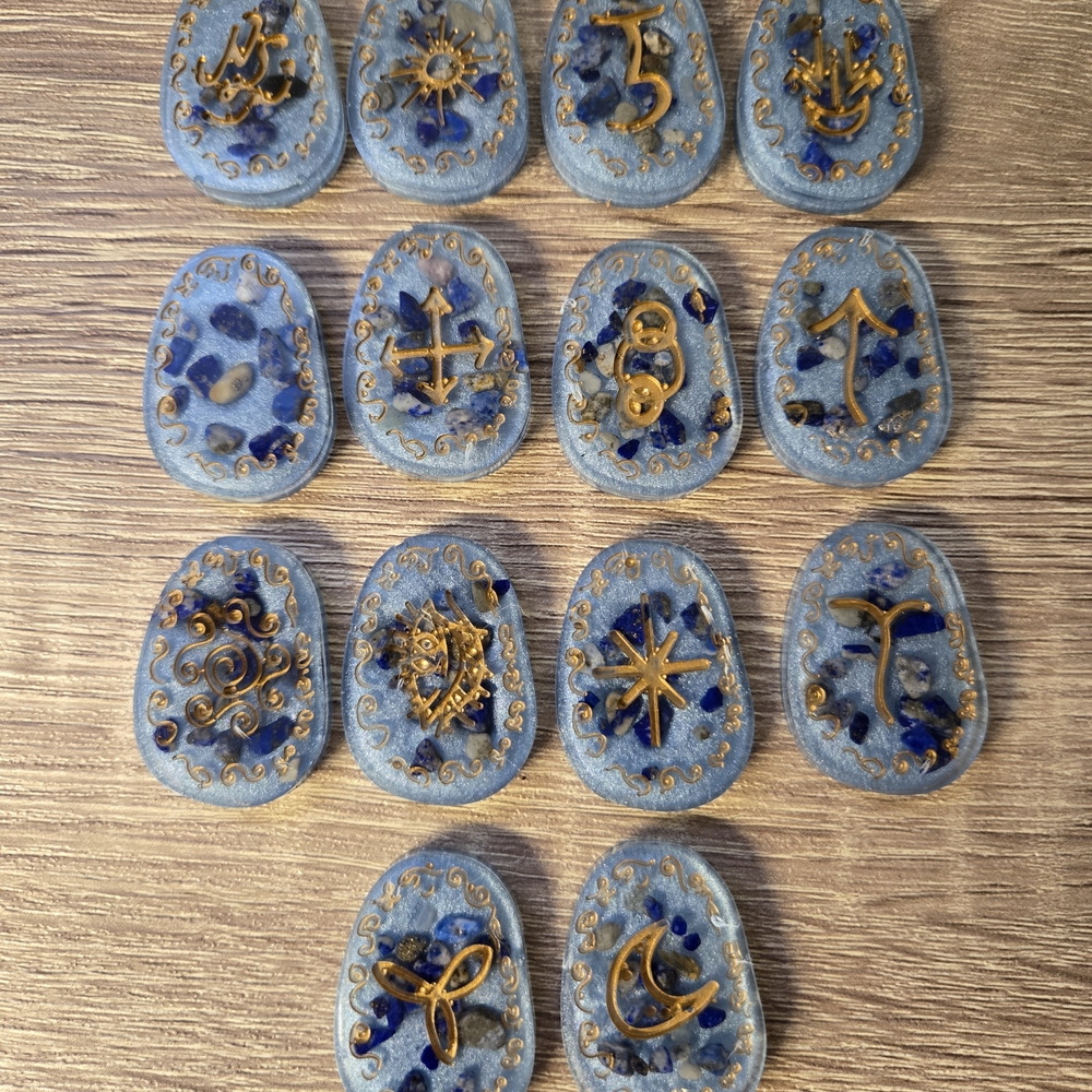 Blue and Gold Witches Runes Set